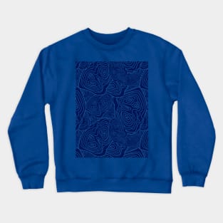 Topographic Map Pattern Blue Version Crewneck Sweatshirt